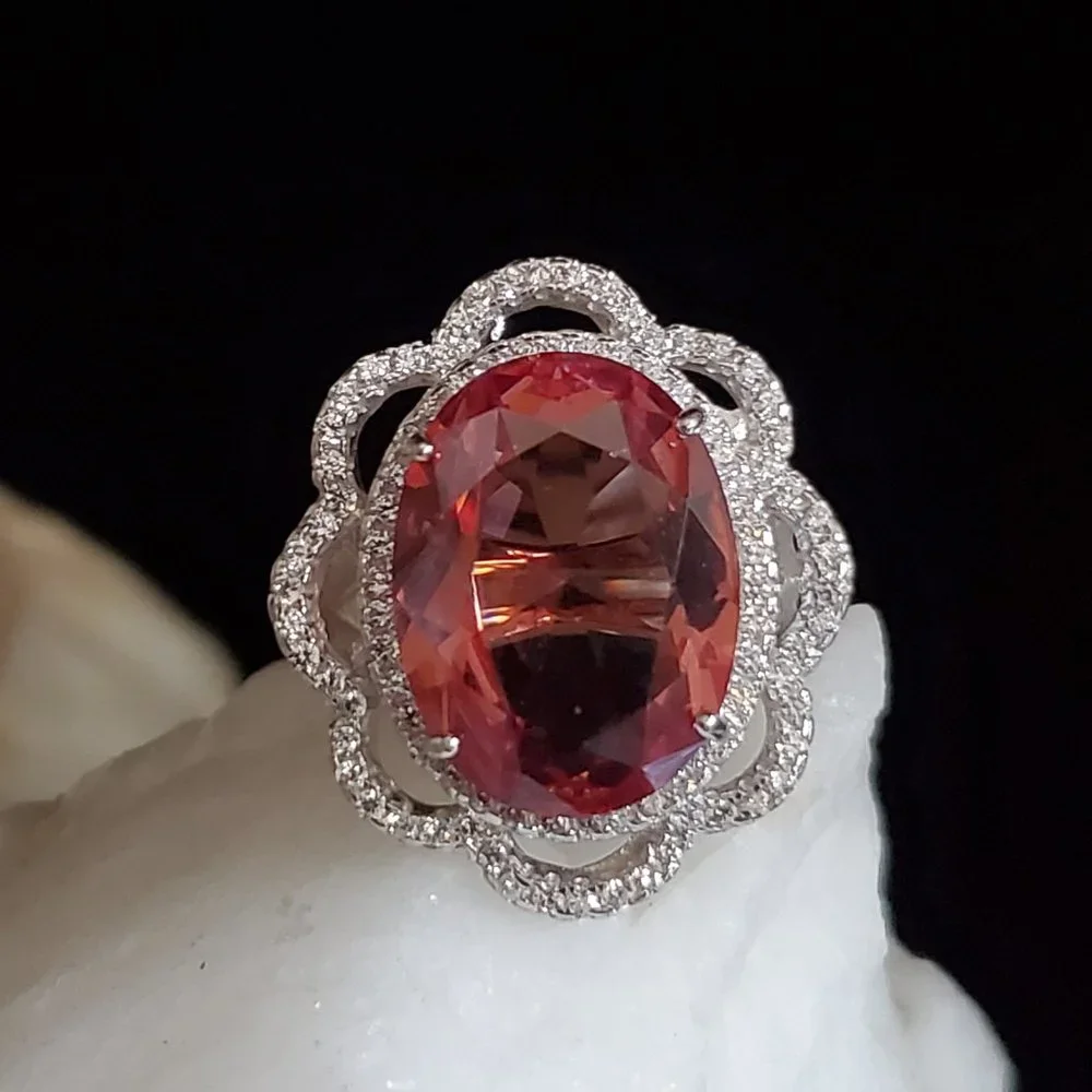 Sterling Silver 925 Ring Alexandrite Stone White Topaz Crystals Silverdmith